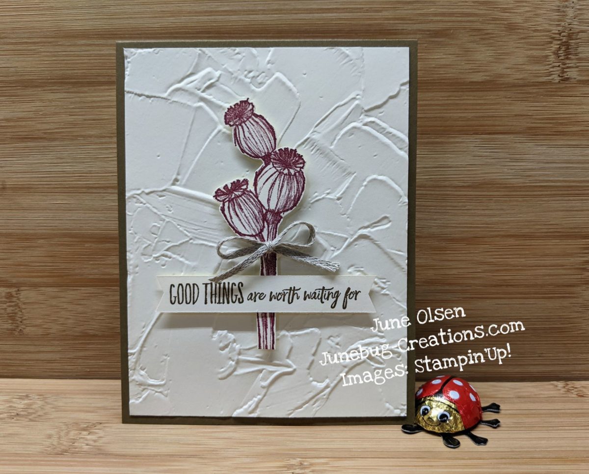 Junebug Creations Enjoy the Moment CAS (Clean and Simple) card for a challenge