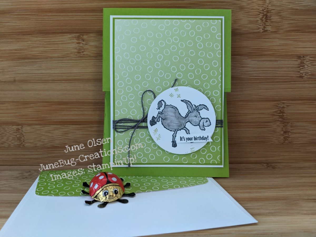 Junebug Creations Darling Donkey on Oh So Ombre DSP for ICS Blog Hop