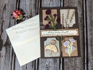 Wood grain card using 2 3D embossing folders and the Nature's Harvest stamp set